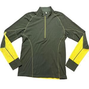 Icebreaker Merino Bodyfit Zone Men’s MEDIUM Half Zip Top Green Yellow